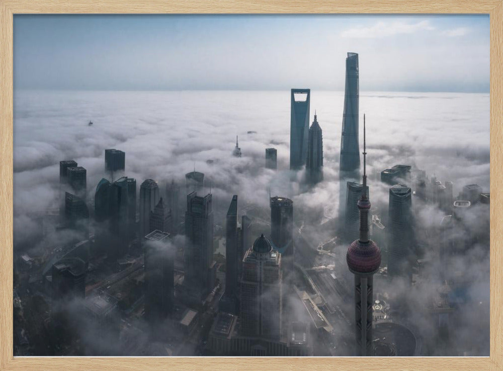 Shanghai in the fog from above | Poster