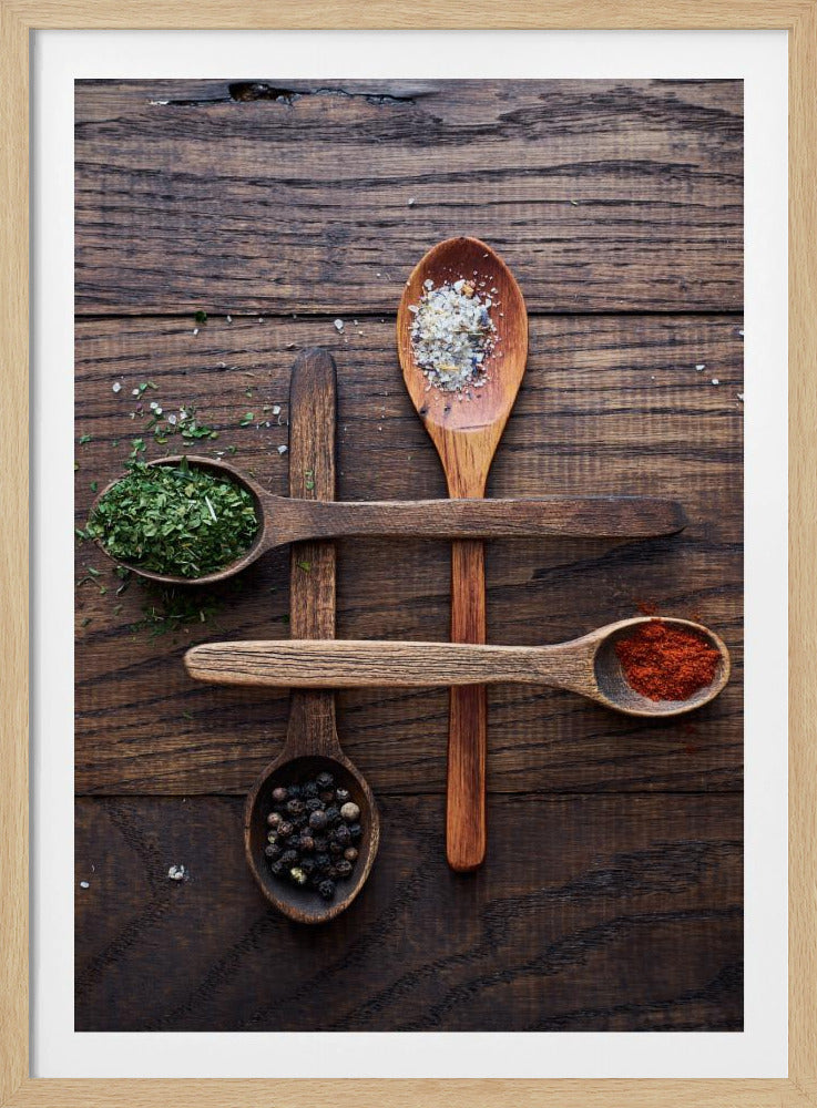 Wooden Spoons With Colorful Spices | Poster