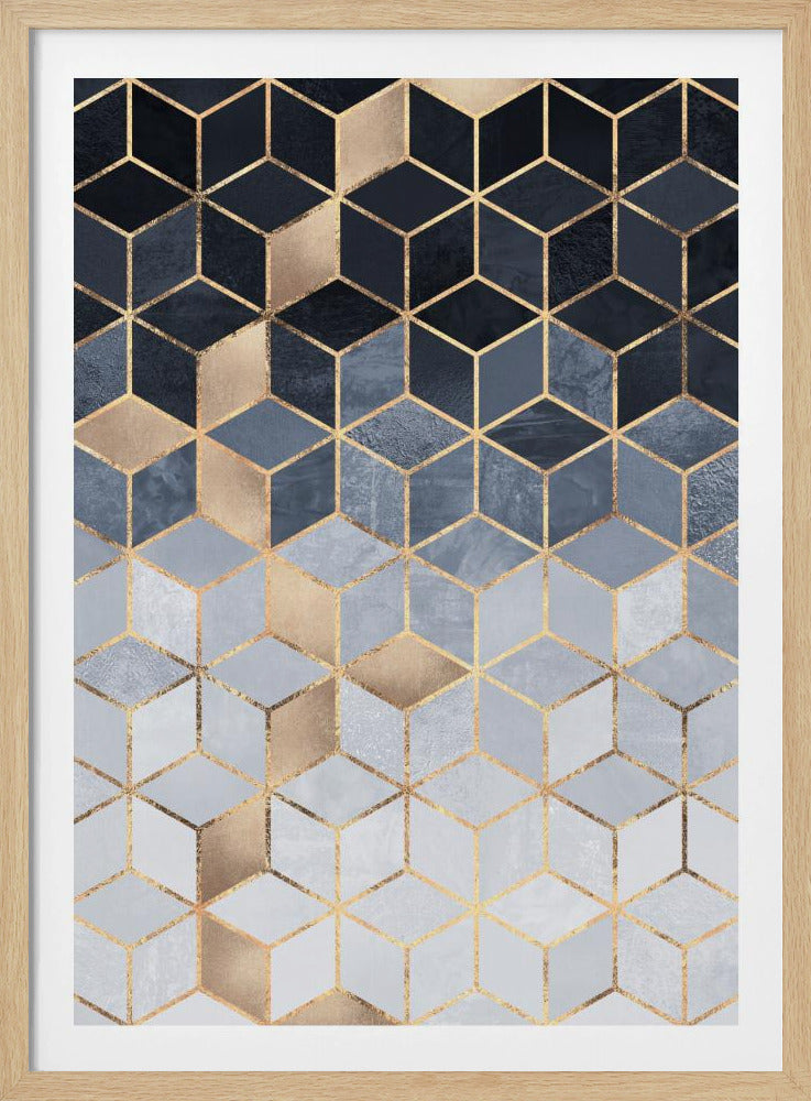 Soft Blue Gradient Cubes | Poster