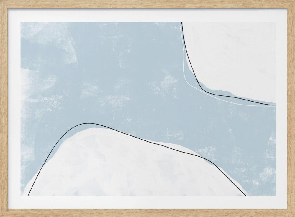 Blue And White Tones With Fluid Lines | Poster
