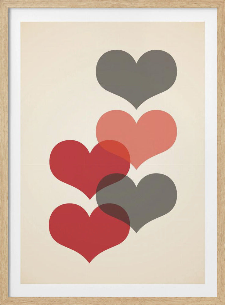 Mid century hearts in red | Poster