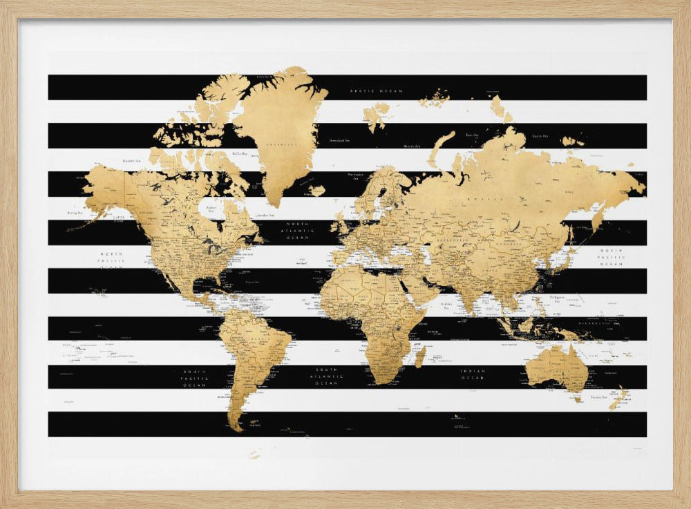 Detailed world map with cities, Harper | Poster