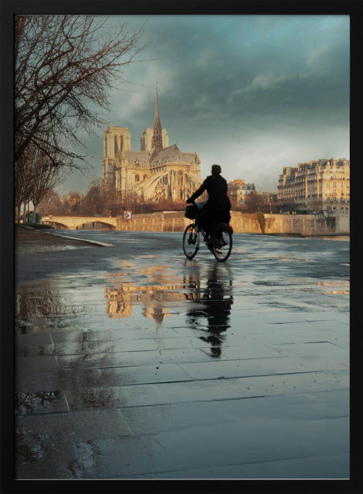 Notre Dame and cyclist | Poster