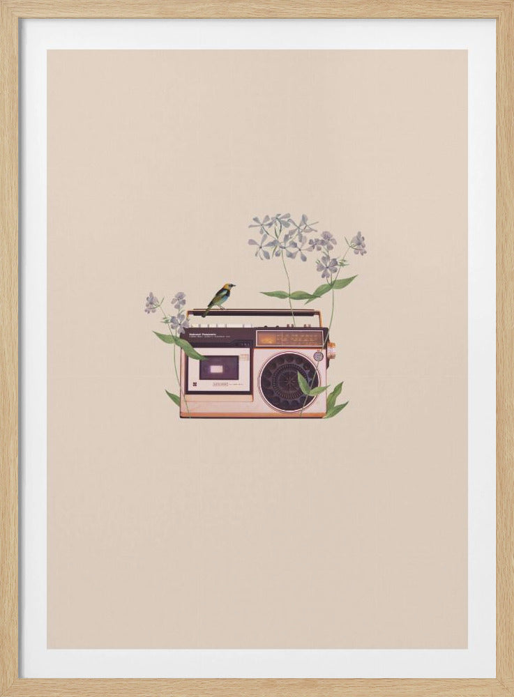 Floral vintage radio | Poster