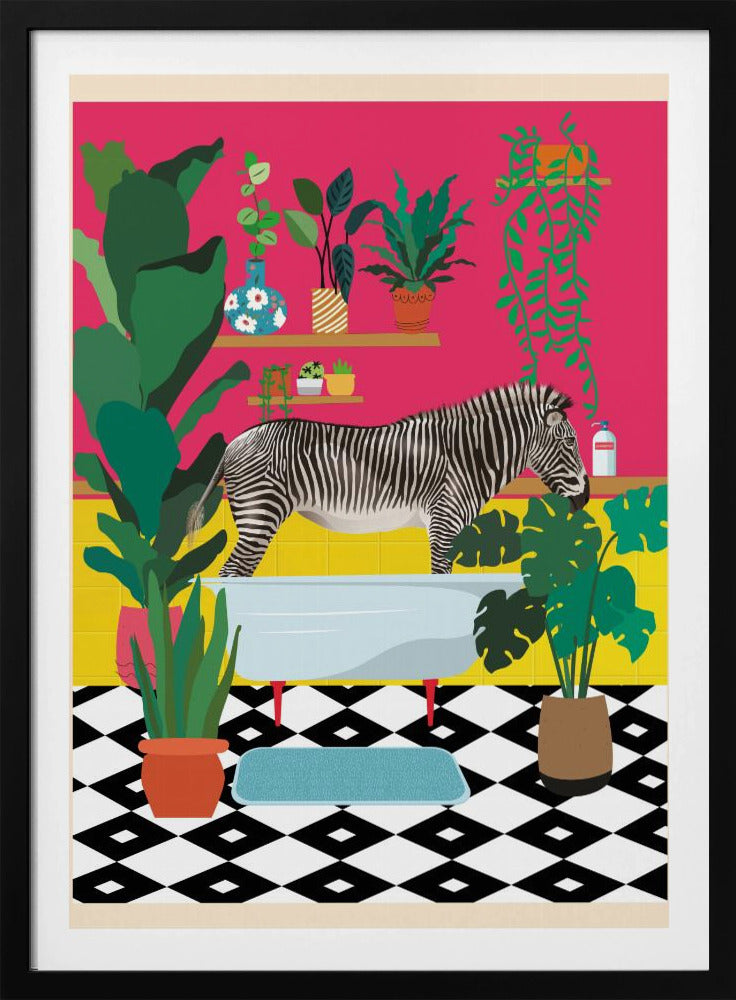 Zebra Bathtime | Poster