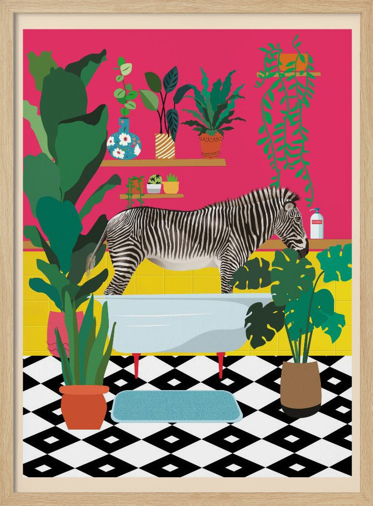 Zebra Bathtime | Poster