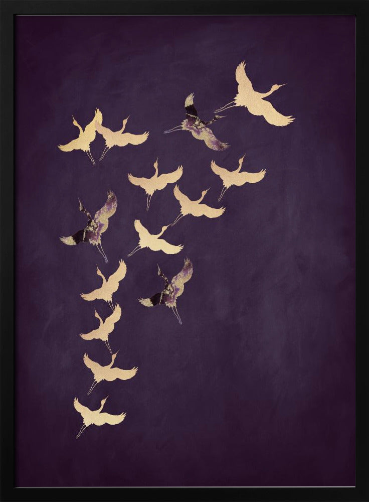 Purple Flying Cranes | Poster