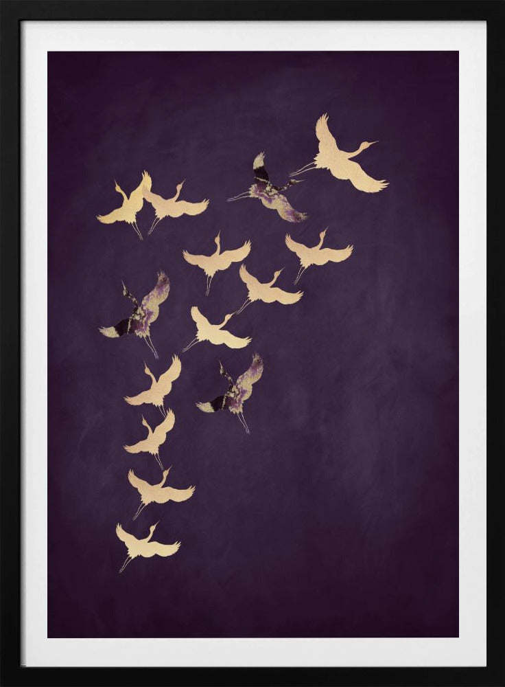 Purple Flying Cranes | Poster