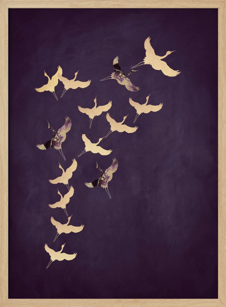 Purple Flying Cranes | Poster