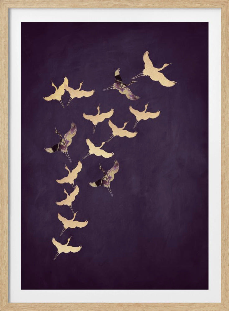 Purple Flying Cranes | Poster