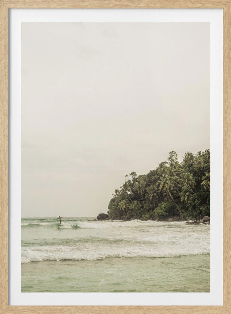 Tranquil Beach Scene With Lush Palm Trees | Poster