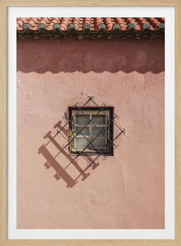 Rustic Pink Wall With A Vintage Window | Poster