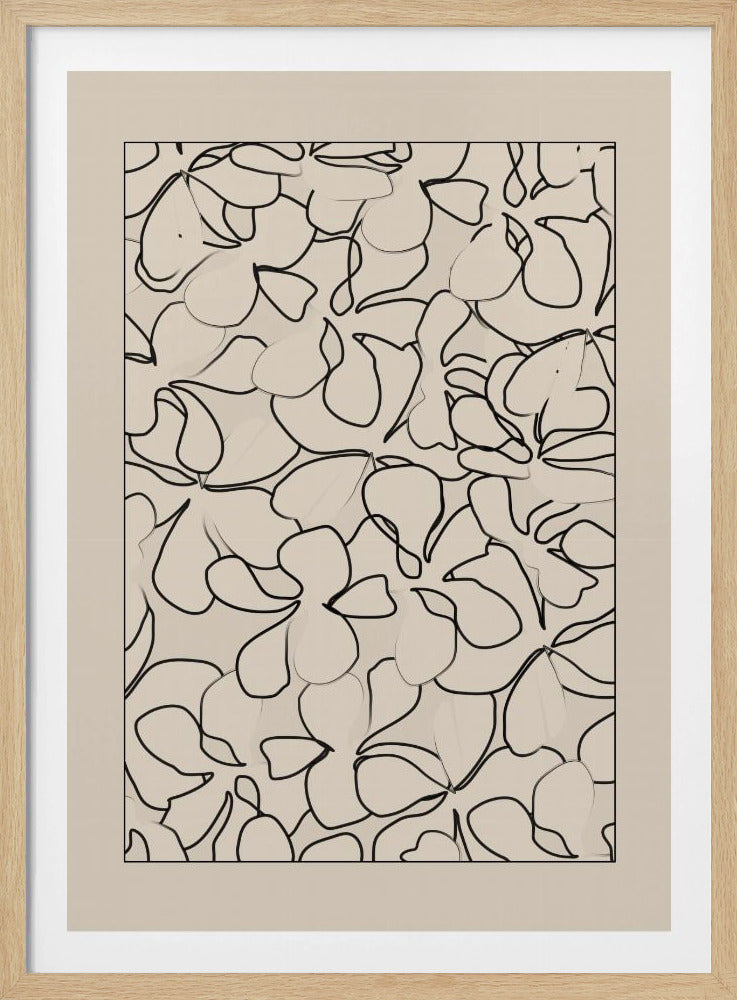 Seamless Pattern of Outlined Flowers | Poster