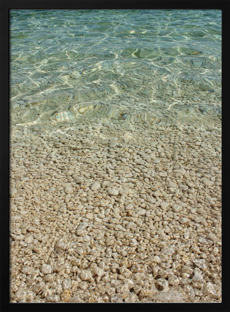 Aqua Ocean and Golden Pebbles | Poster