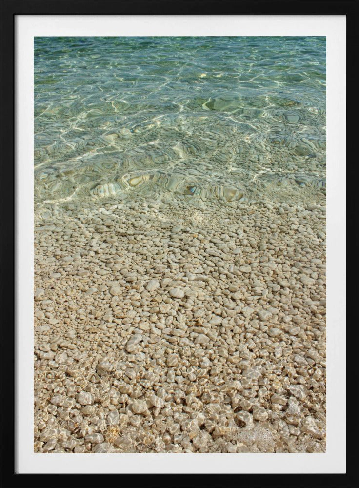 Aqua Ocean and Golden Pebbles | Poster