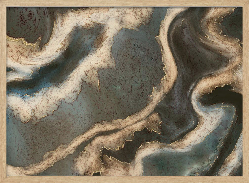 Alcohol Ink Green Blue Gold Beige | Poster