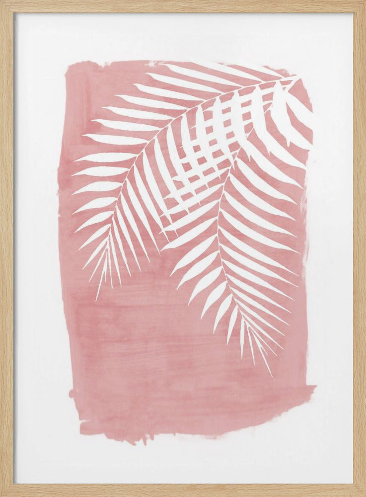 Pink Palm Leaves Foliage Silhouette | Poster
