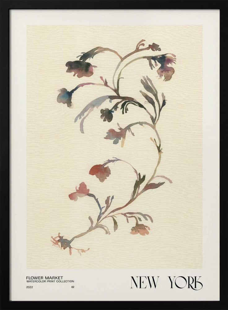 Watercolor print collection. Flower market - New York | Poster