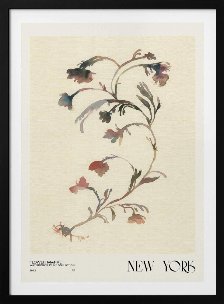 Watercolor print collection. Flower market - New York | Poster