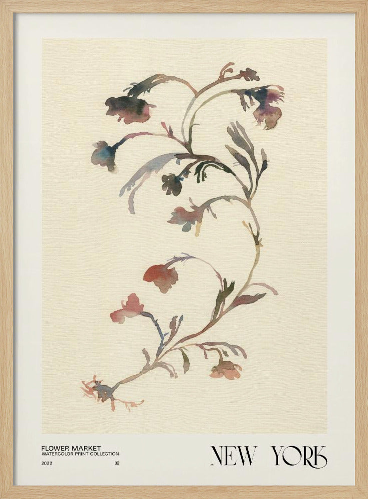 Watercolor print collection. Flower market - New York | Poster