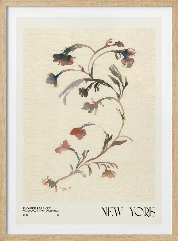 Watercolor print collection. Flower market - New York | Poster
