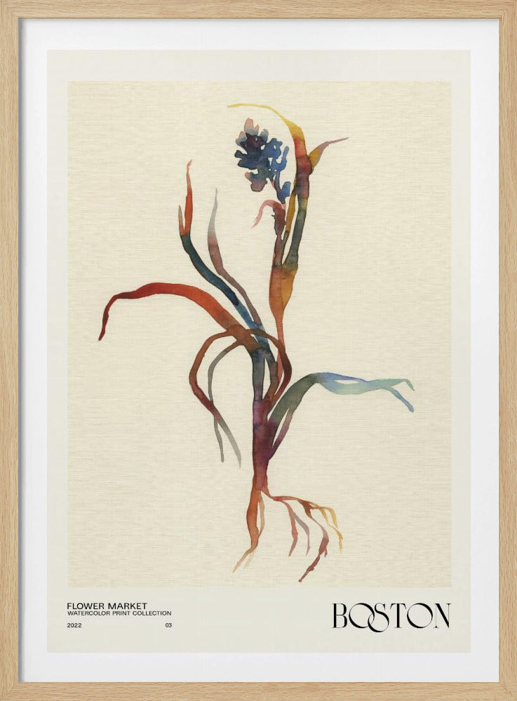 Watercolor print collection. Flower market - Boston | Poster
