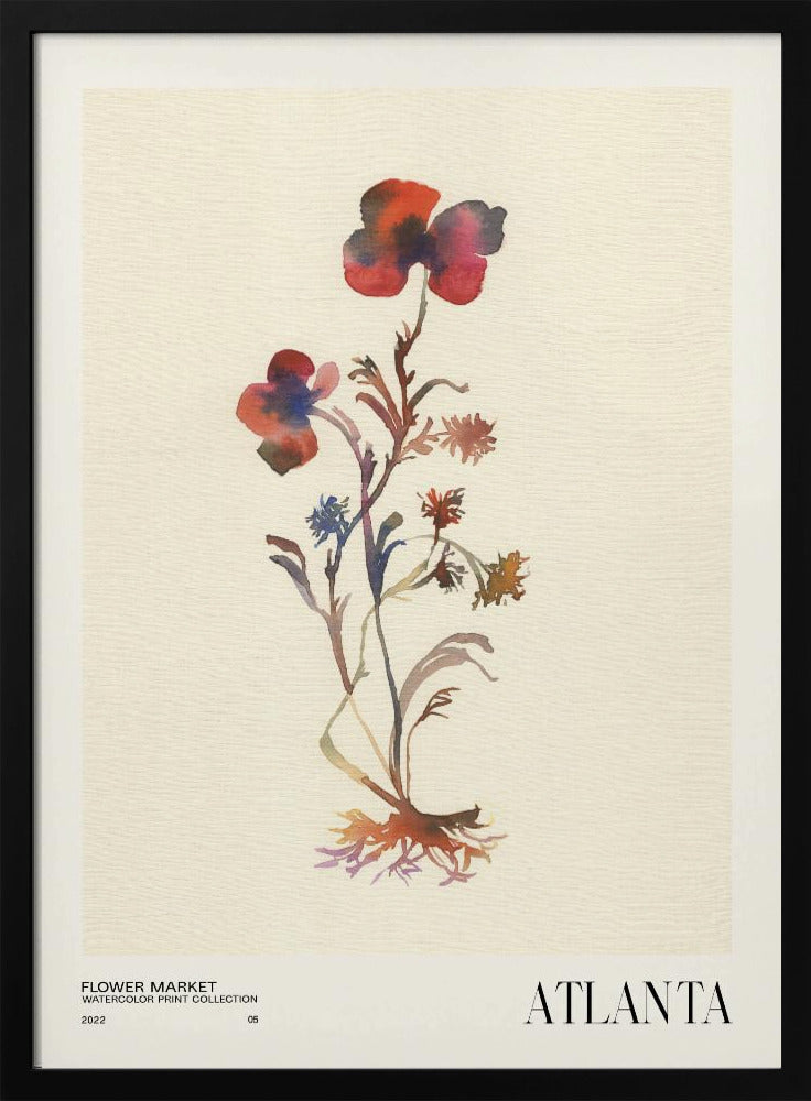 Watercolor print collection. Flower market - Atlanta | Poster
