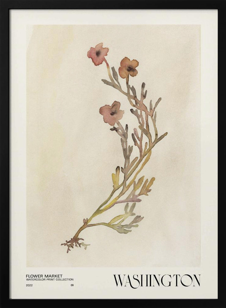 Watercolor print collection. Flower market - Washington | Poster