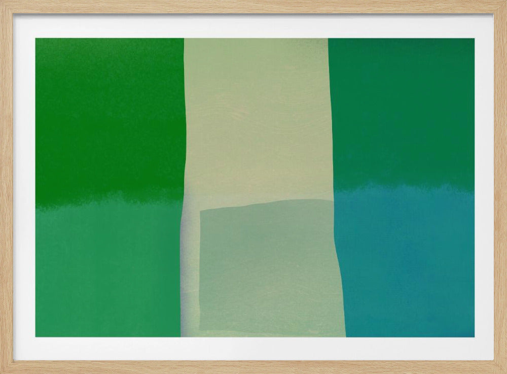 Minimalist Composition With Vibrant Green And Blue Hues | Poster