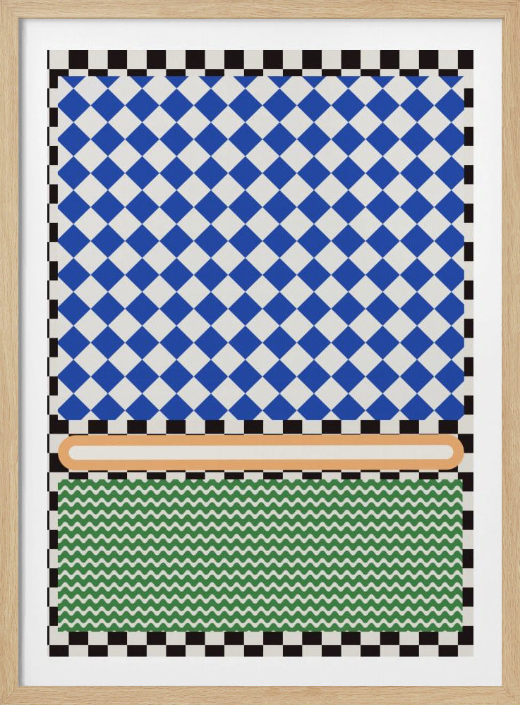 Geometric Pattern With Blue And White Diamonds | Poster
