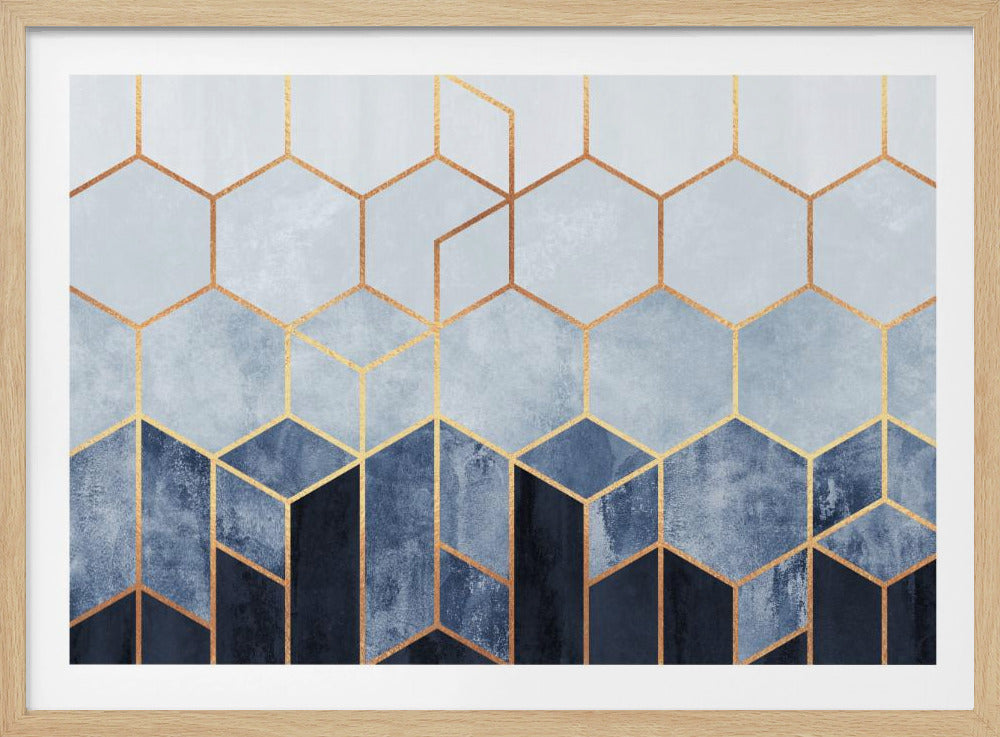 Soft Blue Hexagons | Poster