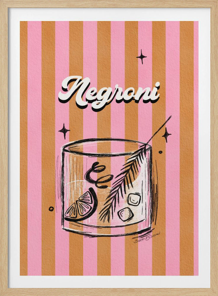 Negroni Drink on Stripes | Poster