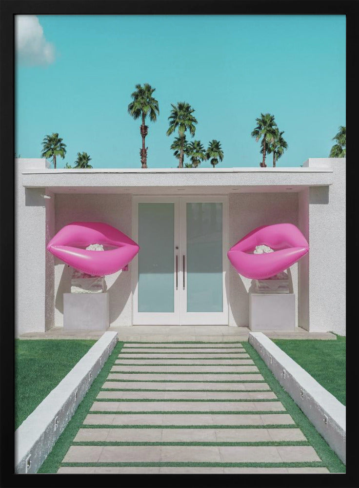 Mid-Century Modern House with Pink Lips | Poster