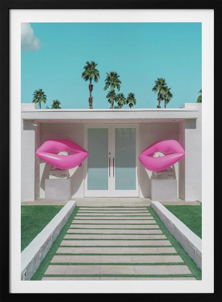 Mid-Century Modern House with Pink Lips | Poster