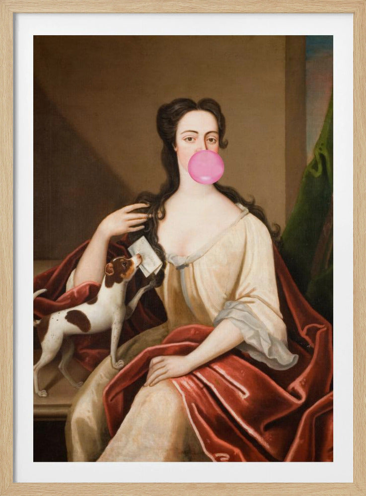 Renaissance Bubble Gum Portrait and Dog / Altered Art | Poster