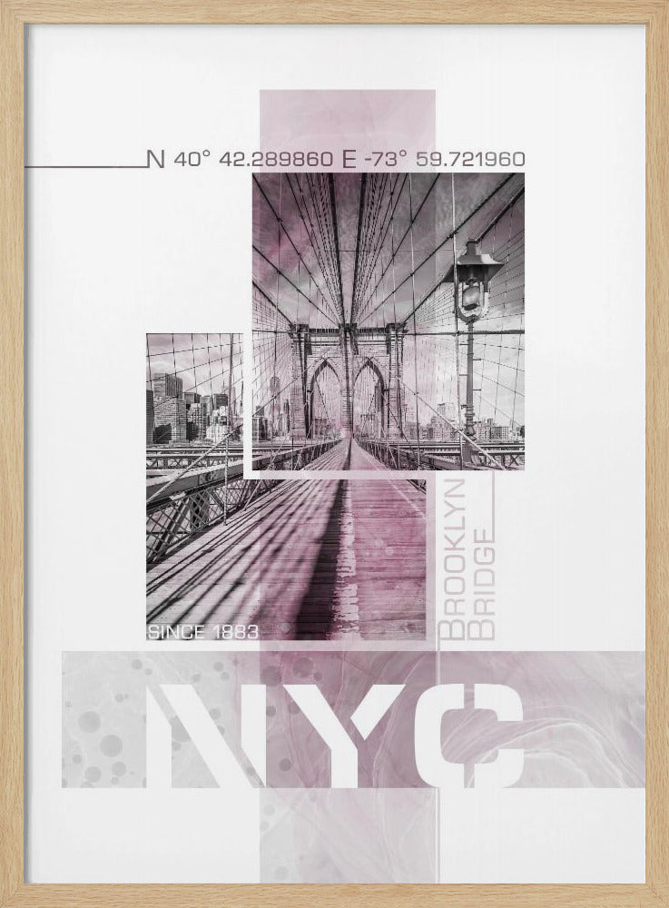 Poster Art NYC Brooklyn Bridge | pink marble | Poster