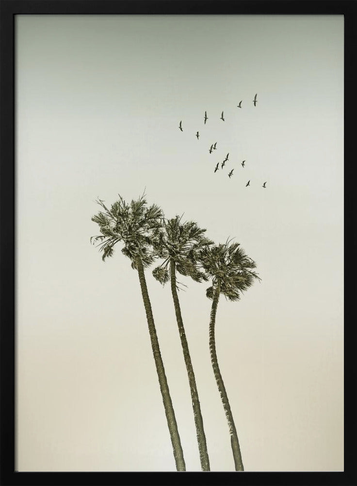 Vintage minimalist palm trees & sunset | Poster
