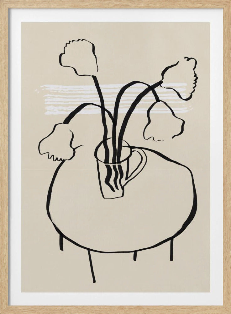 Flower decor on a round table | Poster