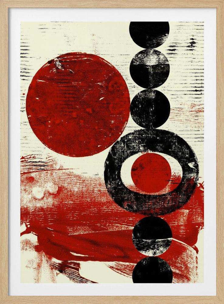 Geometric Shapes with Red and Black Circles | Poster