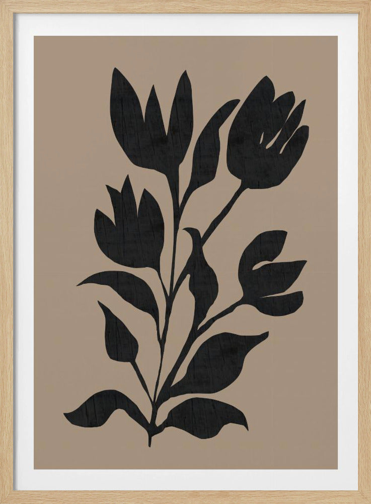 Black Tulips Modern Botanical Silhouette | Poster