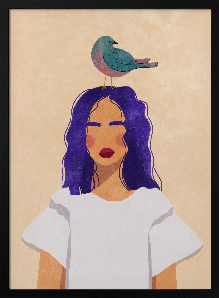 Girl with bird | Poster