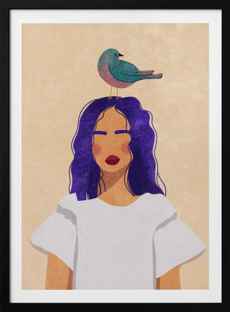 Girl with bird | Poster