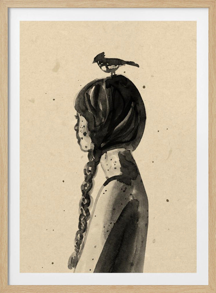 Girl with Bird | Poster
