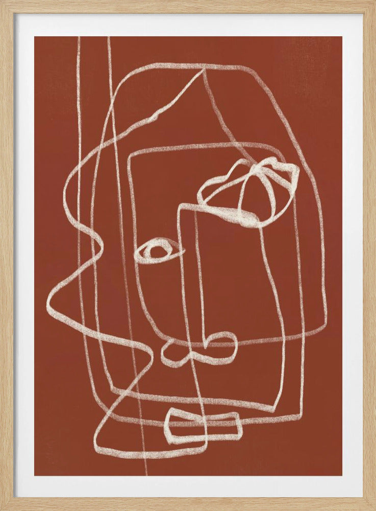 Line Art Abstract Portrait Terracotta 03 | Poster