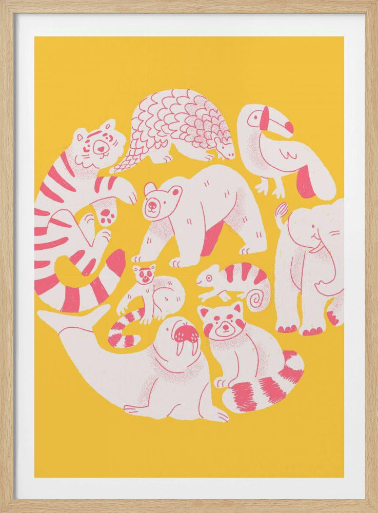 Yellow Animal Collage | Poster