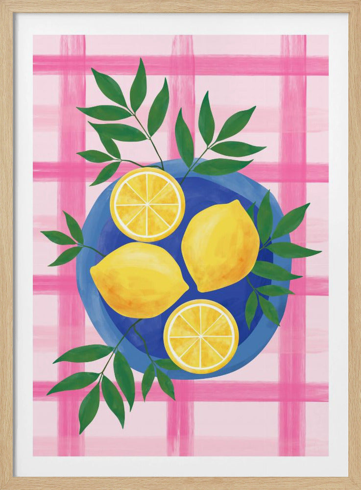 Lemons on a Blue Plate | Poster