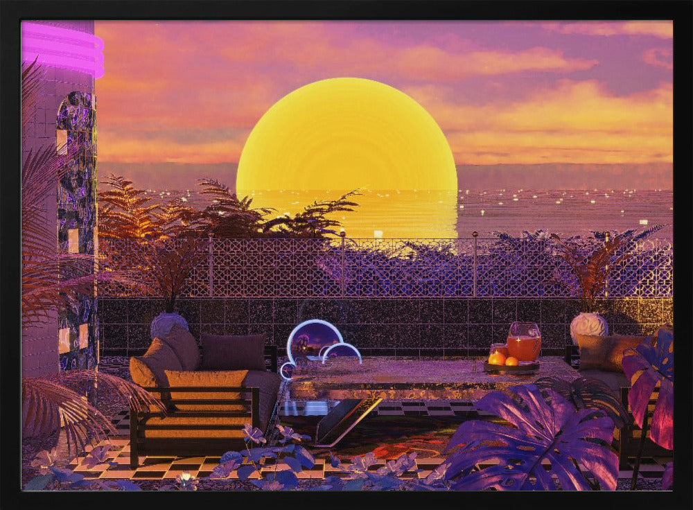 Retro Futurism Vaporwave Sunset | Poster