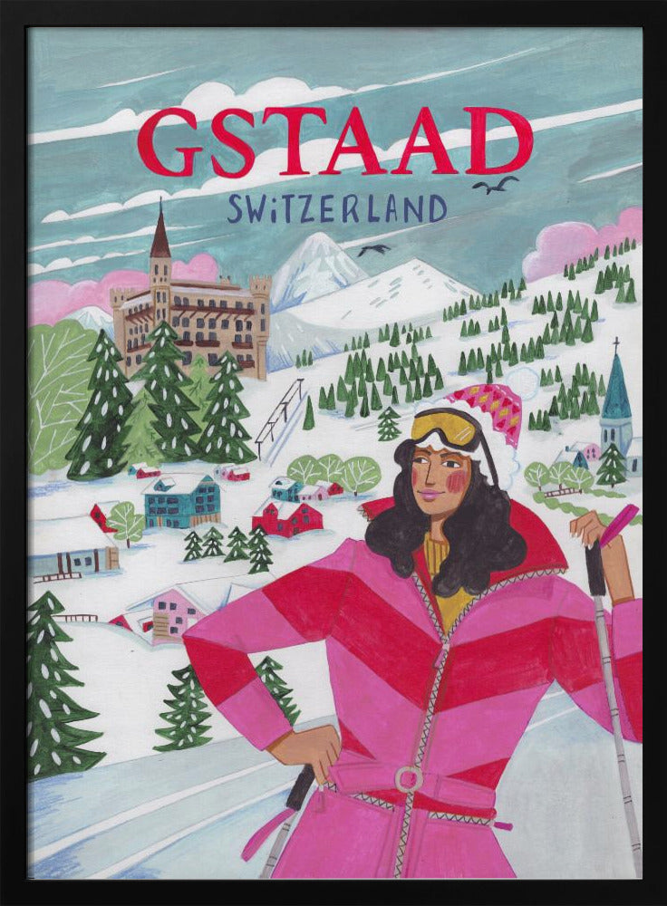 Travel Poster Woman in Gstaad, Switzerland | Poster