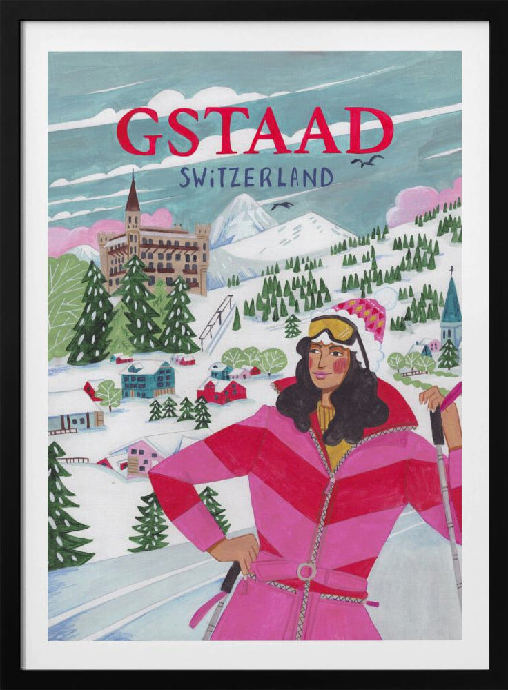 Travel Poster Woman in Gstaad, Switzerland | Poster