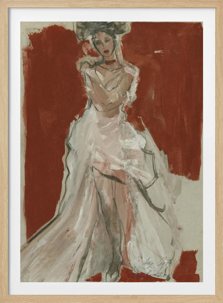 Stylish Woman in a Flowing White Dress | Poster